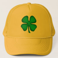 Lucky 4 Leaf Irish Clover yellow foam trucker hat