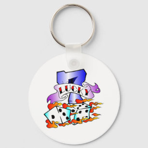 Lucky 7 & Dice Tattoo Key Ring