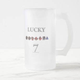 Lucky 7 frosted glass beer mug