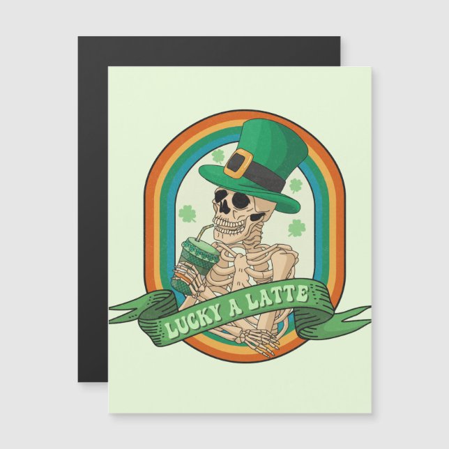 Lucky A Latte - Skeleton, Coffee and Clovers (Front/Back)