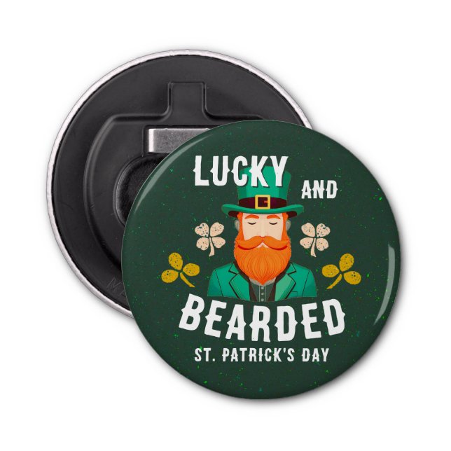 Lucky and Bearded St. Patrick’s Day Leprechaun Bottle Opener (Front)