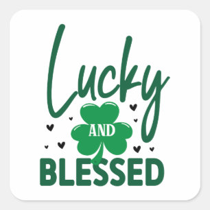 Lucky and Blessed St Patrick's Day Square Sticker