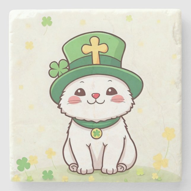 Lucky Animals in Disguise - St. Patrick’s Day Fun Stone Coaster (Front)
