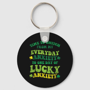 Lucky Anxiety St Patricks Day Funny Shamrock Clove Key Ring