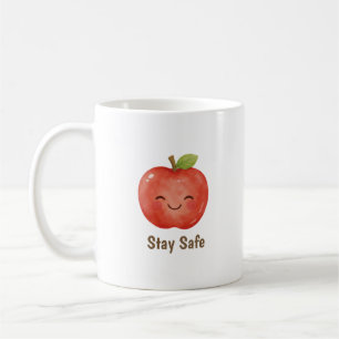 Lucky Apple Stay Safe Cute Watercolor Fruit Coffee Mug