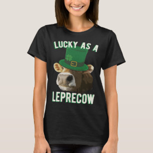Lucky As A Leprecow Cute Cow Leprechaun Mash Up St T-Shirt
