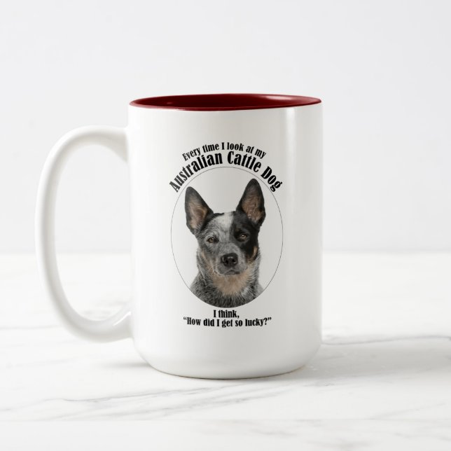 Lucky Australian Cattle Dog Two-Tone Coffee Mug (Left)