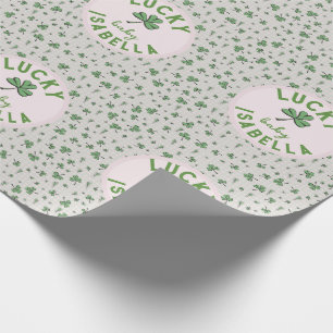 Lucky Baby Pink and Green St Paddys  Wrapping Paper
