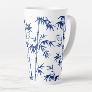 Lucky Bamboo Imari Style Blue White Latte Mug