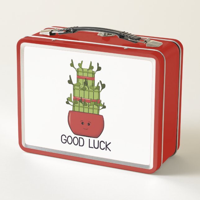 Lucky Bamboo Plant with Greeting Metal Lunch Box (Back)