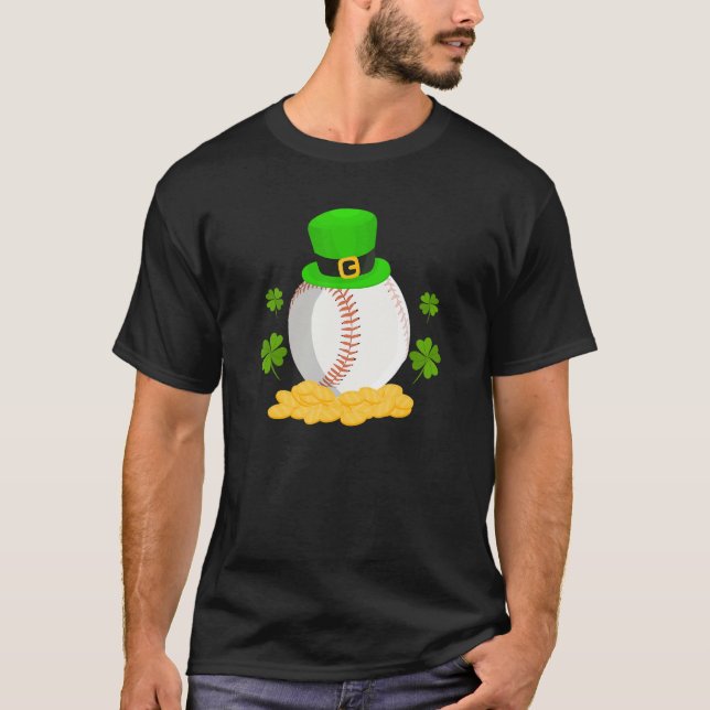 Lucky Baseball Leprechaun Hat Pile Golden Coins Ir T-Shirt (Front)