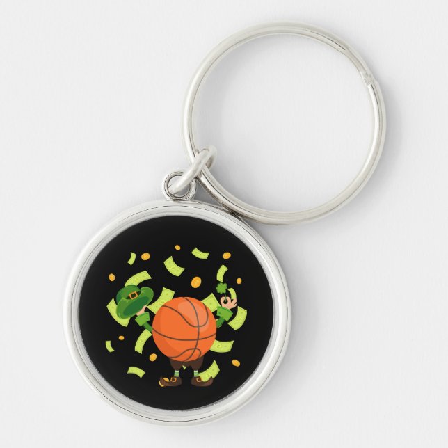 Lucky Basketball Happy Patrick's Day Key Ring (Front)
