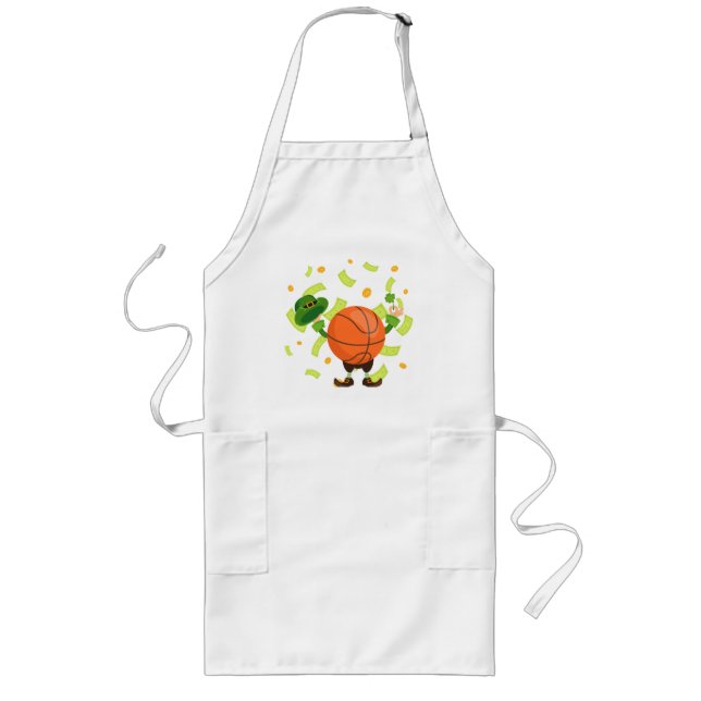 Lucky Basketball Happy Patrick's Day Long Apron (Front)