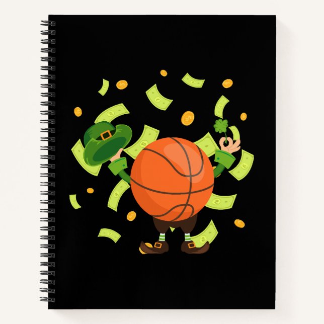 Lucky Basketball Happy Patrick's Day Notebook (Front)