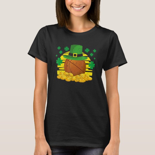 Lucky Basketball Leprechaun Hat Golden Clover Sham T-Shirt (Front)