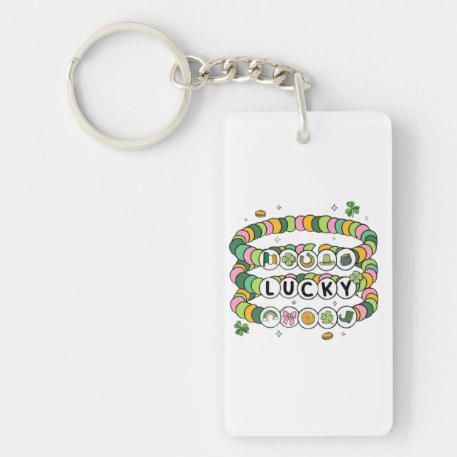 Lucky Beaded Bracelet St. Patrick’s Day Design Key Ring (Front)
