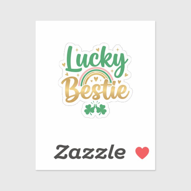 Lucky Bestie Cute Pink Green Typography St Patrick (Sheet)
