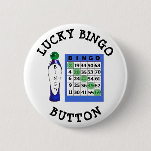 Lucky BINGO Button Blue Cards Button