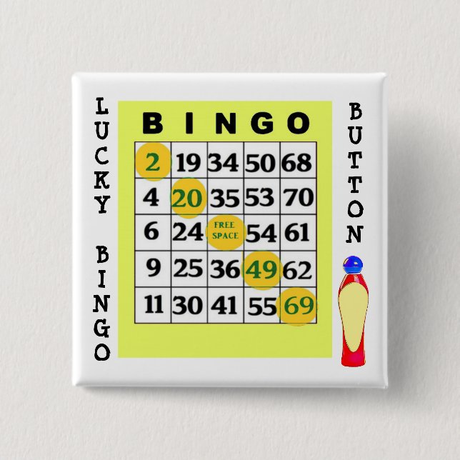Lucky BINGO Button Green Cards Button (Front)