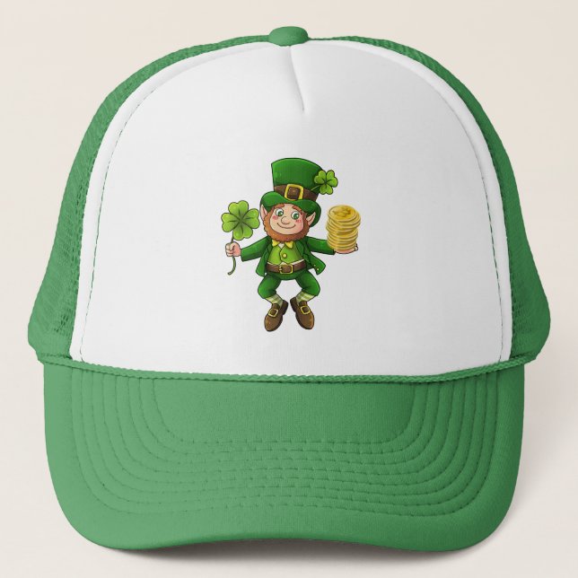 Lucky Bitcoin Leprechaun Trucker Hat (Front)