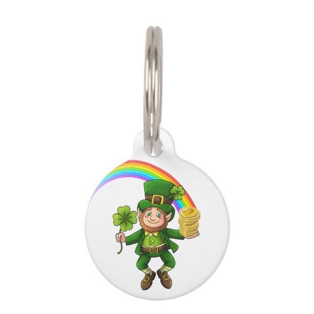 Lucky Bitcoin Rainbow Leprechaun Pet Tag (Front)