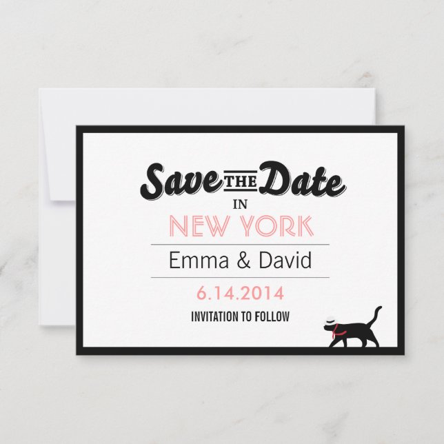 Lucky Black Cat Bold Border Save the Date Cards (Front)