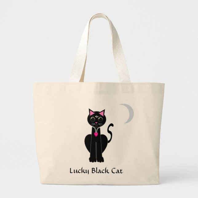 Lucky Black Cat Jumbo Tote Bag (Front)