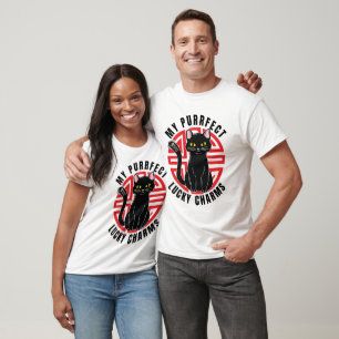 Lucky Black Cat Men White T-Shirt
