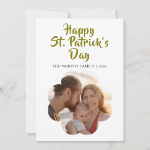 Lucky Black Cat Shamrock Photo St. Patrick's Day H Holiday Card