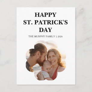 Lucky Black Cat Shamrock Photo St. Patrick's Day H Holiday Postcard