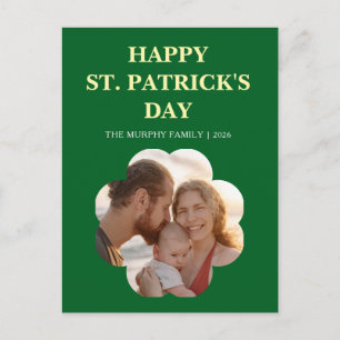 Lucky Black Cat Shamrock Photo St. Patrick's Day H Holiday Postcard