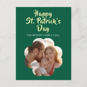 Lucky Black Cat Shamrock Photo St. Patrick's Day H Holiday Postcard