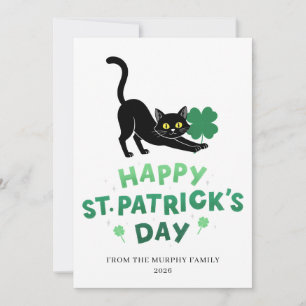 Lucky Black Cat Shamrock Photo St. Patrick's Day Holiday Card