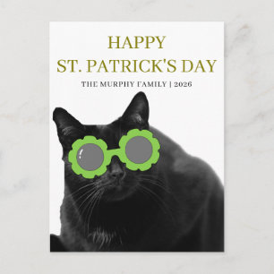 Lucky Black Cat Shamrock St. Patrick's Day Holiday Postcard