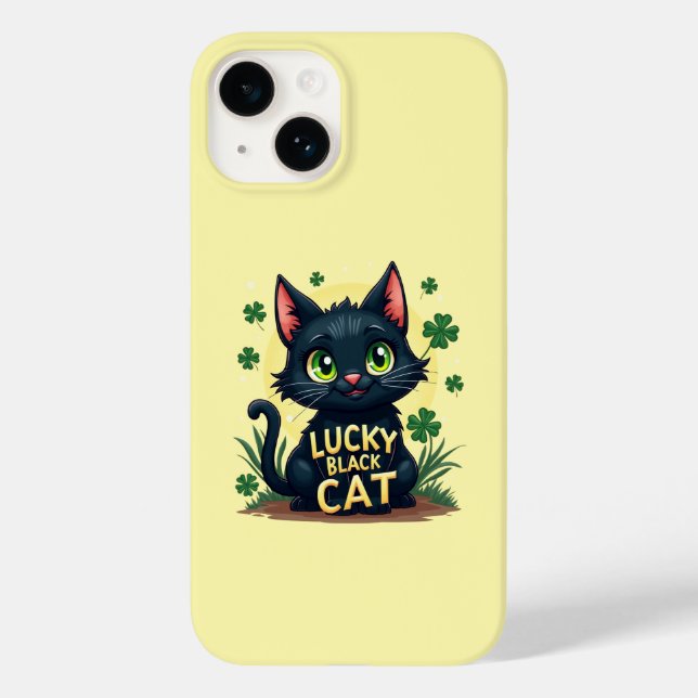 Lucky Black Cat: St. Patrick's Day Clover & Coins  Case-Mate iPhone Case (Back)