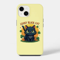 Lucky Black Cat: St. Patrick's Day Clover & Coins
