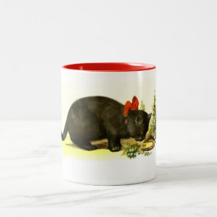 Lucky black cat Two-Tone coffee mug