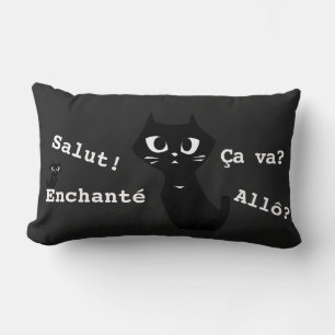 Lucky Black Cats Greeting & Special R Lumbar Cushion