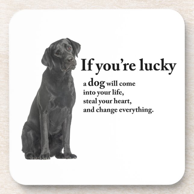 Lucky Black Lab Coaster (Front)