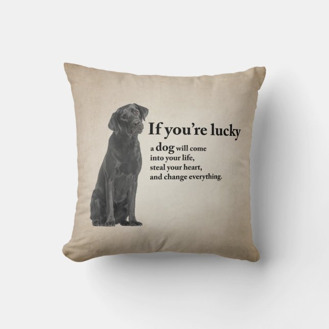 Lucky Black Lab Cushion (Front)