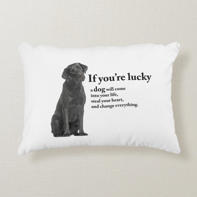 Lucky Black Lab Decorative Cushion (Front)