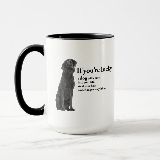 Lucky Black Lab Mug (Left)