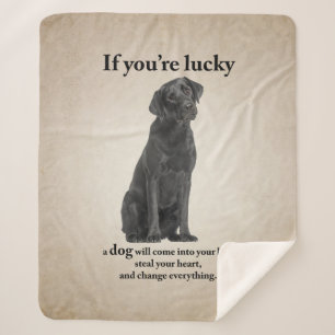 Lucky Black Lab Sherpa Blanket