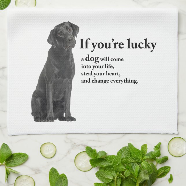 Lucky Black Lab Tea Towel (Folded)