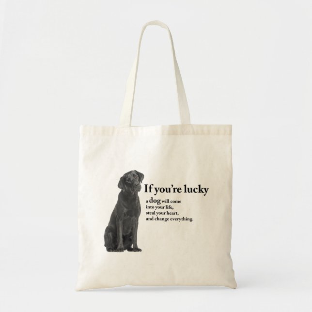 Lucky Black Lab Tote Bag (Front)