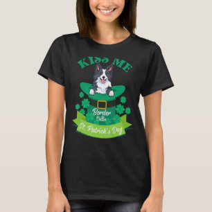 Lucky Border Collie Dog Lover St Patrick's Day Kis T-Shirt