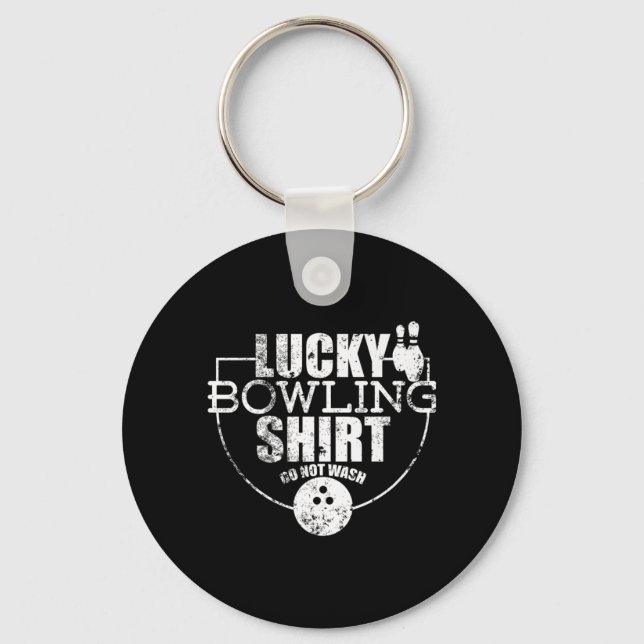 Lucky Bowling  Fun Gift For Bowlers Key Ring (Front)