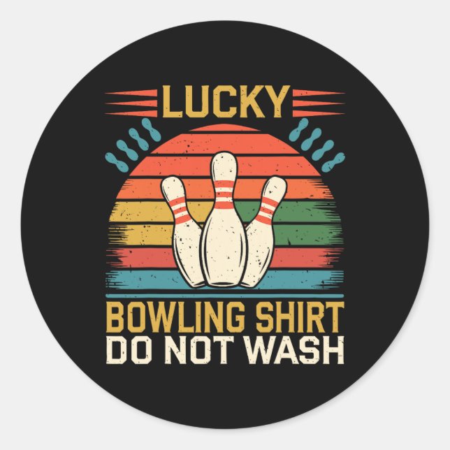 Lucky Bowling Funny Bowling  Classic Round Sticker (Front)