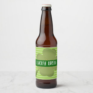 Lucky Brew, Green Striped label. Beer Bottle Label
