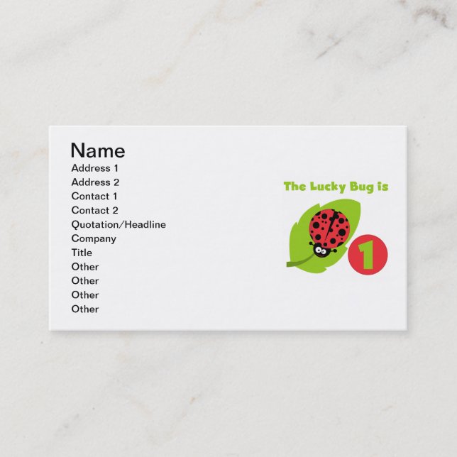 Lucky  Bug 1st Birthday T-shirts and Gifts Business Card (Front)